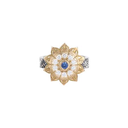 Sapphire and Gold Flower Ring