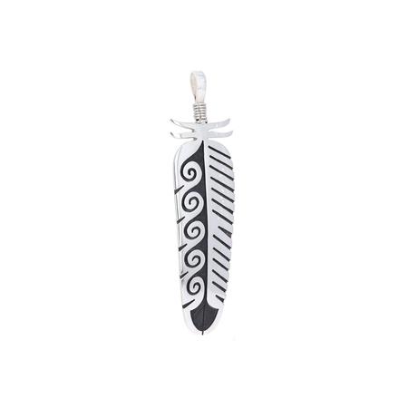 Polished Silver Feather Pendant