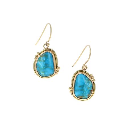 Morenci Turquoise Gold Dangle Earring