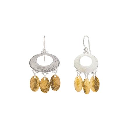 Silver and Gold Mango Chandelier Drop Earrings