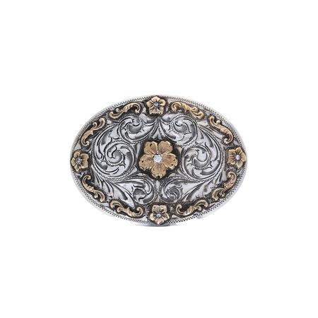 Rodeo Gold Flower Scroll Belt Buckle