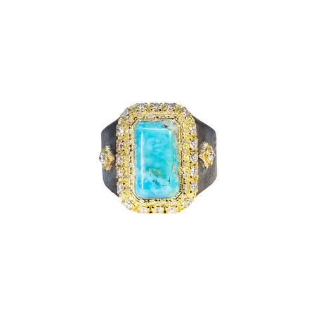 Turquoise with Diamonds Signet Ring