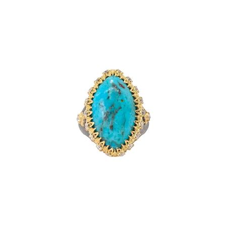 Marquise Turquoise Diamond Signet Ring