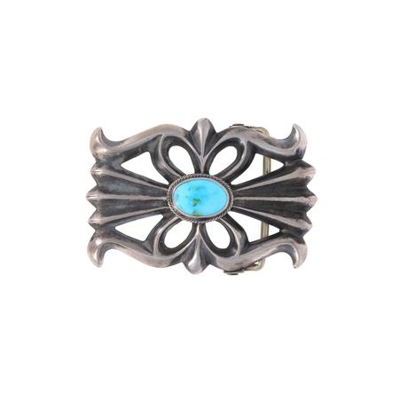 Turquoise Sandcast Belt Buckle