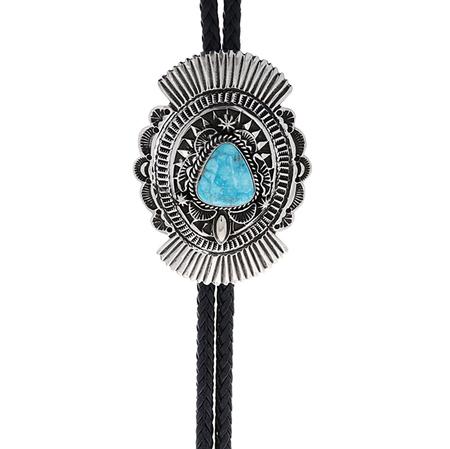 Turquoise Stamped Bolo Tie