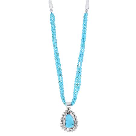 Sleeping Beauty Turquoise Beaded Pendant Necklace