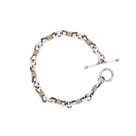 Silver and Gold Bowtie Link Bracelet