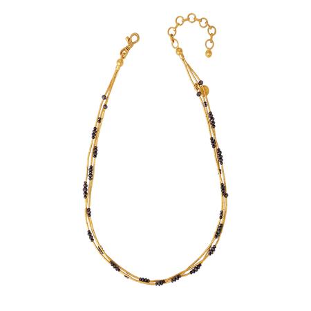 3 Strand Black Diamond and Gold Bead Necklace