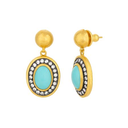 Turquoise and Diamond Post Dangle Earring