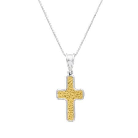 Silver and Gold Cross Pendant Necklace