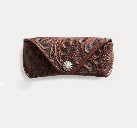 Hand-Tooled Leather Eyeglass Case