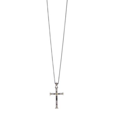 Black Sapphire Cross Pendant Necklace