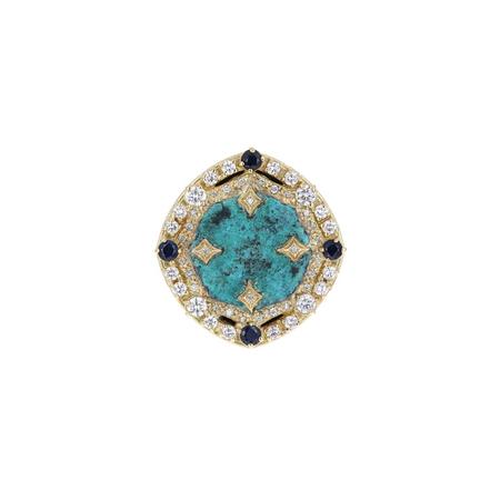 Artifact Pave Diamond Sapphire Cocktail Ring 