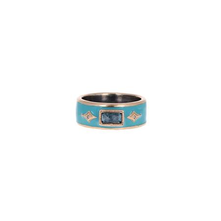 Blue Topaz Turquoise Enamel Stack Band