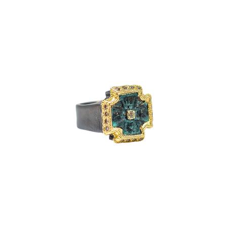 Artifact Teal Patina Cross Statement Ring