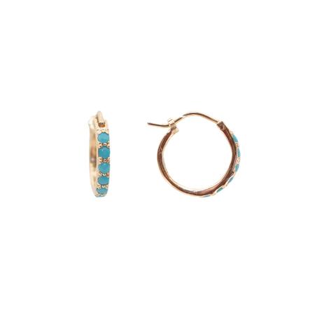 Rose Gold 13mm Turquoise Hoop Earring