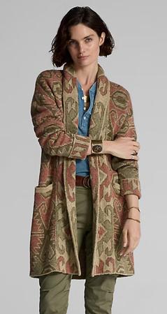 Linen-Blend Jacquard Cardigan