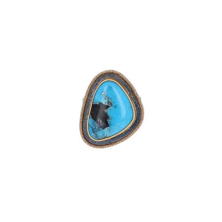 Gold Stardust Kingman Turquoise Ring