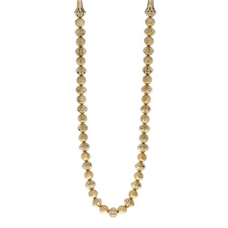 Gold Fluted and Navajo Pearl Necklace