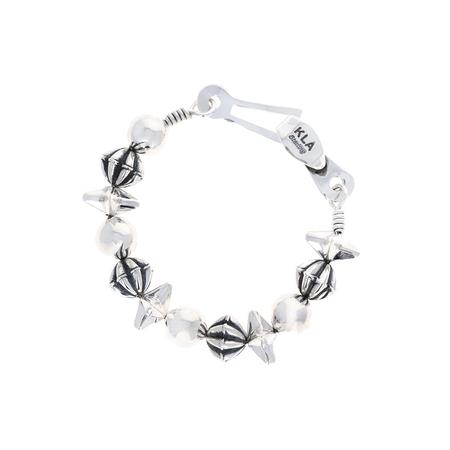 Silver Star and Fluted Bead Bracelet