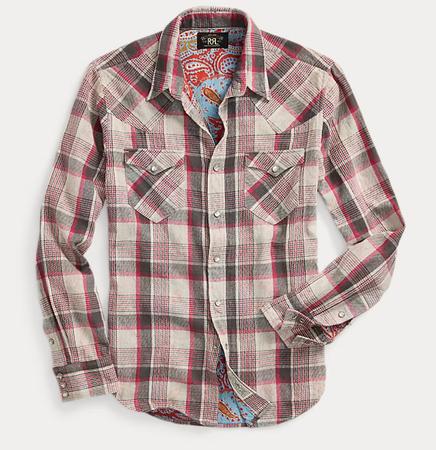 Slim Plaid Double Cloth Western Shirt