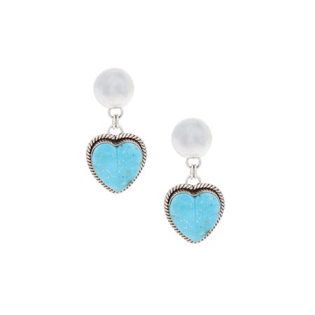 Kingman Turquoise Heart Post Dangle Earring