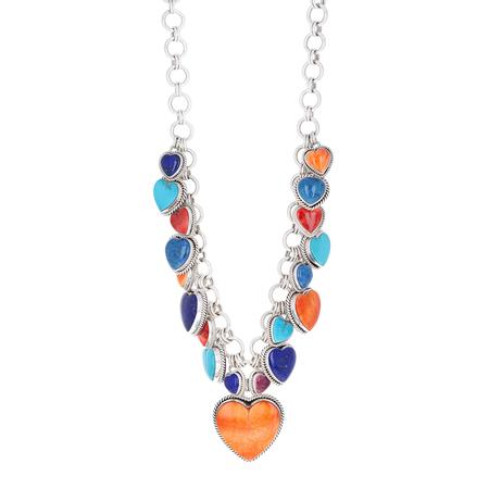 Multi-Stone Heart Charm Necklace