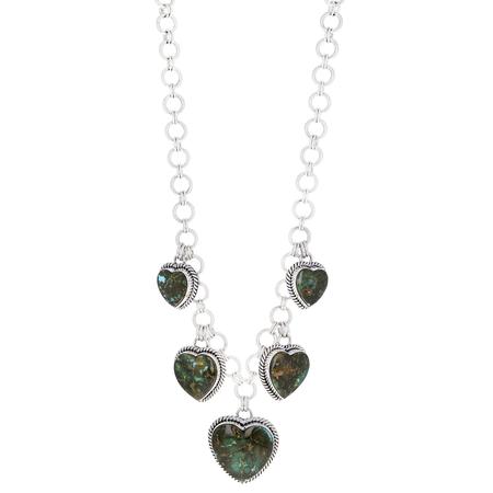 Green Kingman Turquoise Heart Charm Necklace