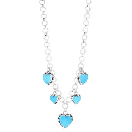 Kingman Turquoise  Heart Charm Necklace