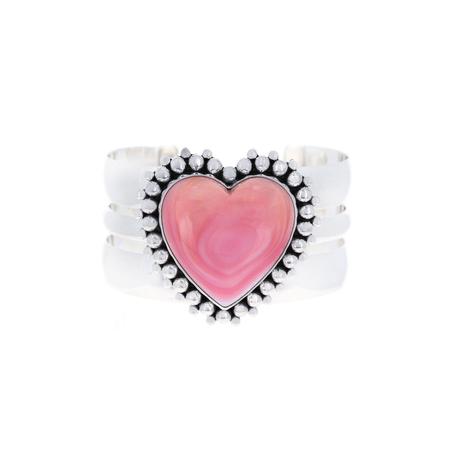 Pink Conch Heart Dot Cuff