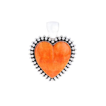 Orange Spiny Oyster Heart Dot Pendant 