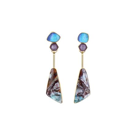 Boulder Opal and Japser Post Dangle Earrings