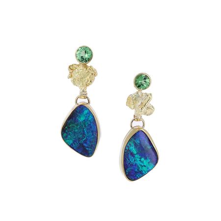 Boulder Opal Post Dangle Earrings