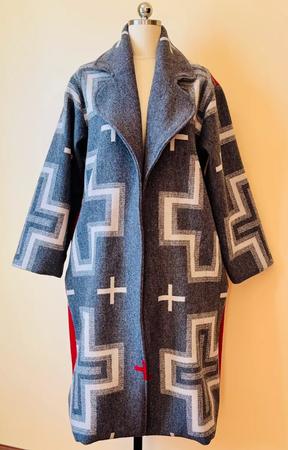 San Miguel Cross Long Coat with Lapels