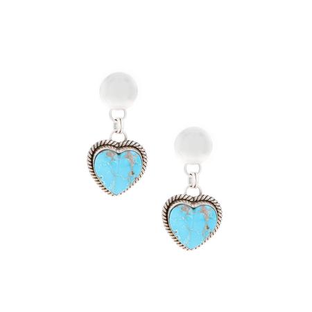 Turquoise Heart Post Dangle Earring