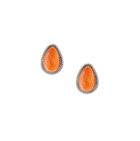 Orange Spiny Oyster Teardrop Clip Earring