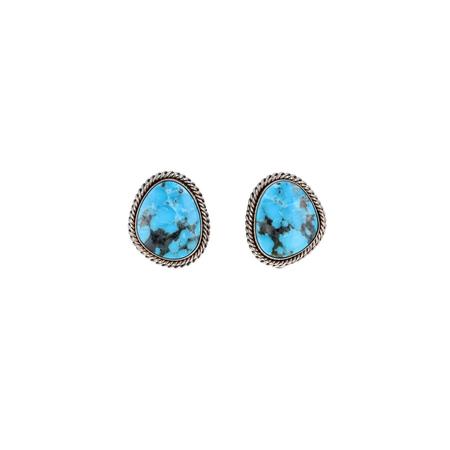 Kingman Turquoise Round Clip Earrings