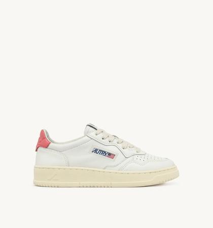 Medalist Low Sneakers in White & Tearose Leather Suede