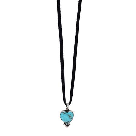 Turquoise Heart Pendant on Leather