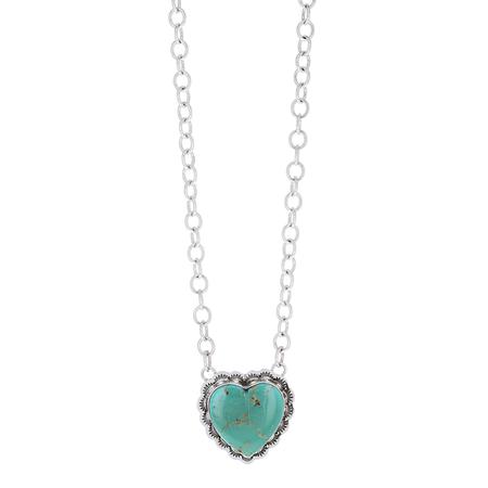 Turquoise Stamped Heart Pendant Necklace