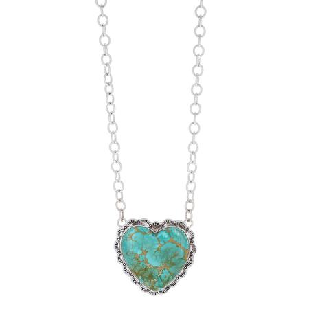 Turquoise Stamped Heart Pendant 