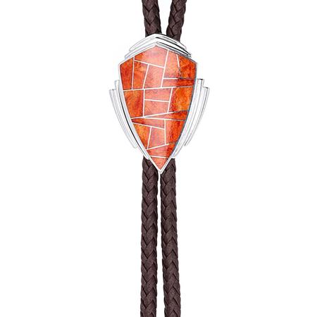 Desert Fire Spiny Oyster Shield Bolo Tie