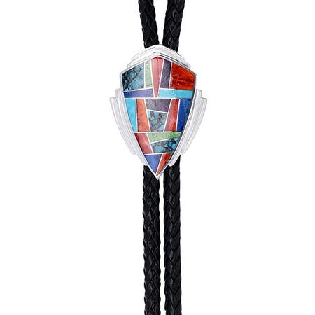 Indian Summer Multi Stone Shield Inlay Bolo Tie