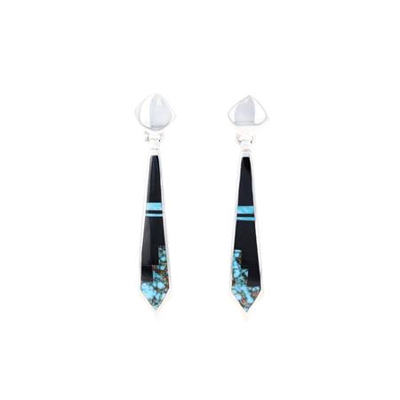 Shadow Peak Turquoise Post Dangle Earrings