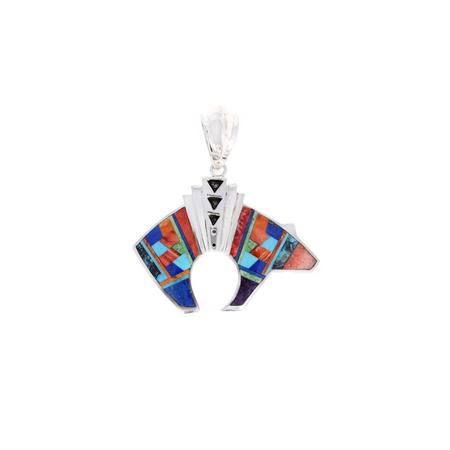 Indian Summer Multi Stone Inlay Bear Pendant 