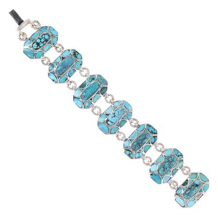 Turquoise Inlay Link Bracelet