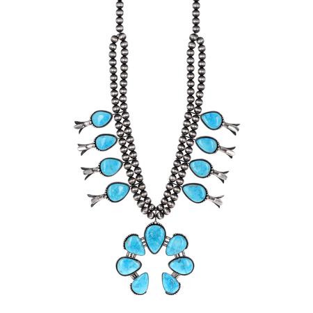 Blue Ridge Turquoise Squash Blossom Necklace Set