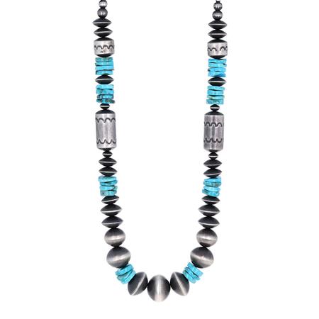 Turquoise Barrel and Navajo Pearl Necklace