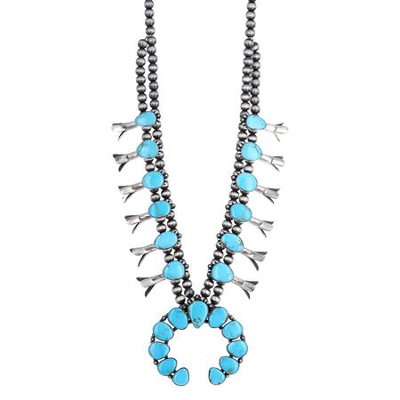 Kingman Turquoise Squash Blossom Set