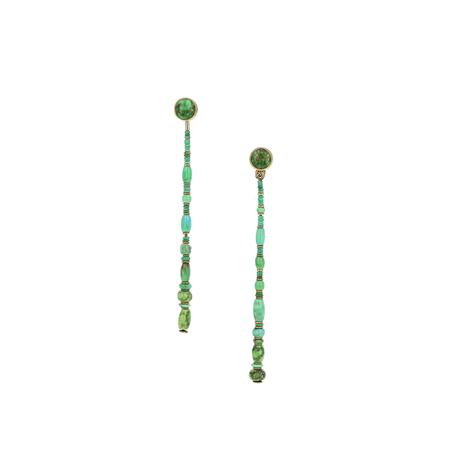 Carico Lake Turquoise Bead Gold Post Dangle Earrings